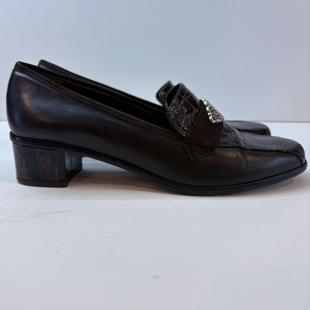 Brighton Artist Brown & Croc Laofers w/Silver Design and Low Heel 9N Retro, 90’s - Picture 2 of 10